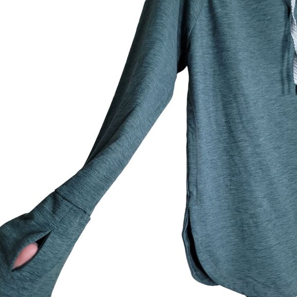 Funnel Neck Pullover Sweatshirt Green Lightweight Soft Womens XL Fall Layers - Picture 3 of 10